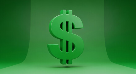 Obraz premium Green dollar sign symbol representing financial growth and wealth