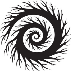 Obraz premium Black and white spiral design with tree branch like extensions creating a vortex appearance art