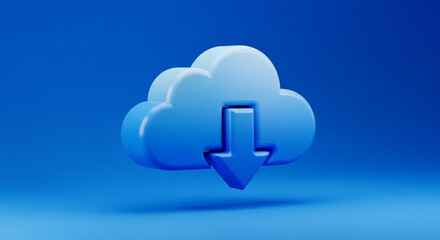 Cloud download icon in blue gradient background