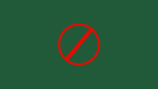 International prohibition mark. Ban forbidden sign. Traffic pictogram of Crossed out red circle. Warning, stop or no entry forbidden red circle and line symbol icon.HD video animation.