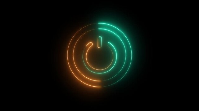 power button icon animation glowing neon start up , shutdown screen turn on off button. .Power Button icon animation..4k video animation.