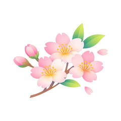 Naklejka premium PNG Delicate cherry blossom branch illustration.