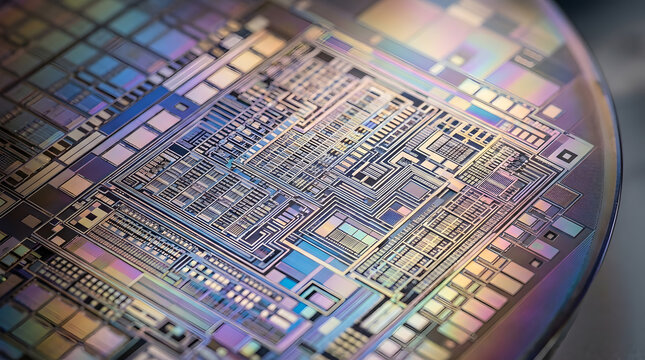Macro Shot of a Silicon Microchip Wafer