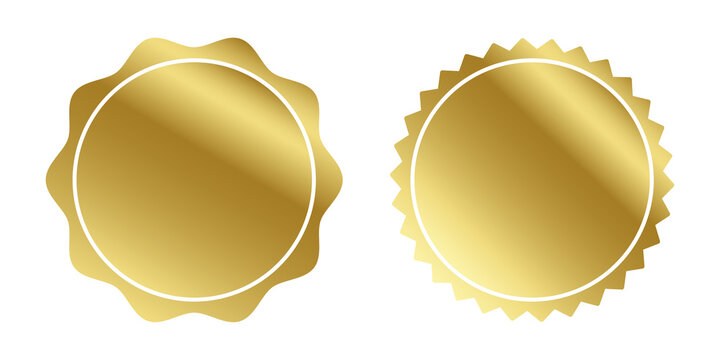 Blank Gold Premium Award Label Emblem with Glossy Metallic Finish Isolated on Transparent Background