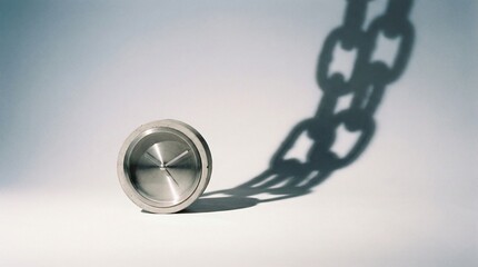 Time Pressure Concept &ndash; Clock Casting Chain Shadow Symbolizing Time Bondage, Deadlines and Work Stress