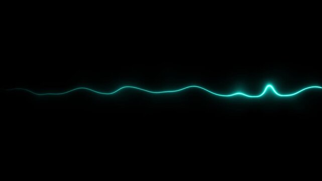 Cyan Neon Waveform Against Black Background abstract