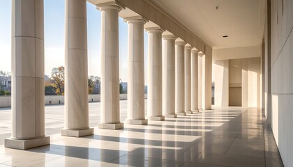 Fototapeta premium Architectural Elegance - A Row of Classical Columns in Sunlight.