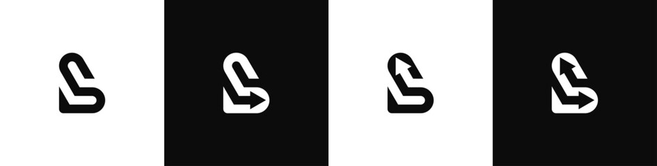 initial Letter b or L arrow logo icon design. Vector symbol illustration template