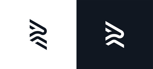 initial Letter R line art logo icon design. Vector symbol illustration template