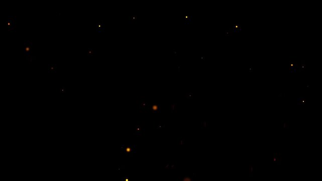 4K Rising Fire Particles Sparks Embers Fiery Black Background Flicker Flames Bokeh Visual Effect Video Overlay Film Animation For Editors Orange Yellow Red Heat Burn Warm Hot Burning Animated Abstract