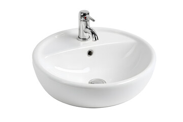 Fototapeta premium White bathroom sink with chrome faucet