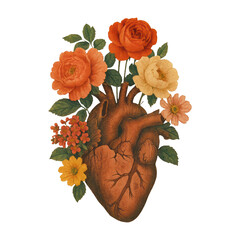 Naklejka premium PNG Heart blooms with vibrant flowers.