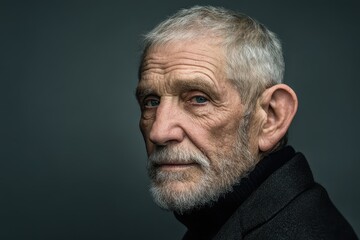 Obraz premium Thoughtful elderly gentleman in a classic studio portrait with soft lighting