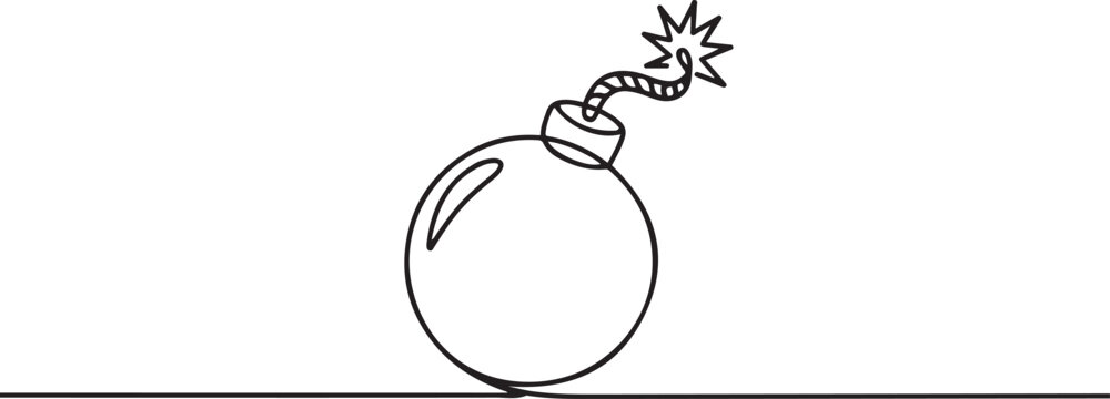 One continuous line of Bomb. Thin Line Illustration vector concept. one line art icon drawing vector