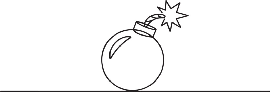 One continuous line of Bomb. Thin Line Illustration vector concept. one line art icon drawing vector