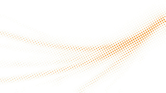 Abstract orange halftone dotted wave vector background, flowing diagonal particle dot gradient pattern, modern graphic backdrop for website headers, marketing banners, presentation slides, 