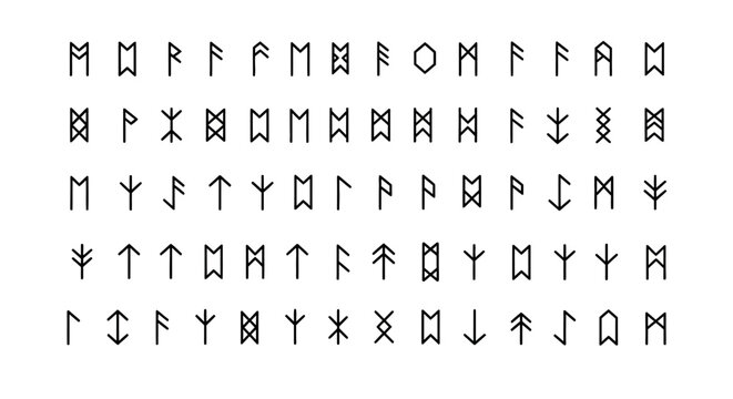 Ancient Runes Alphabet Set - Norse Symbols and Old Germanic Script