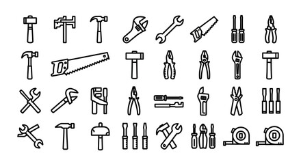 Obraz premium Collection of Hand Tool Icons: Construction, Repair, DIY Vector Graphics