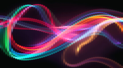 Vibrant colorful light trails swirling in dynamic motion against dark background © Alhussani
