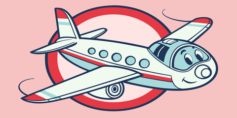 Passenger airplane flying in clear sky with bold colors. Aviation travel vector illustration ideal for airline branding, tourism marketing and transport themes. © yossi