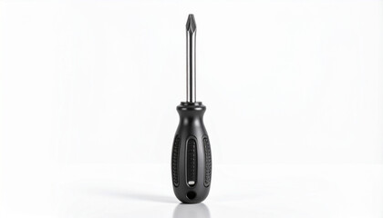 Obraz premium Black handle screwdriver on white background