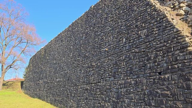 Long perspective of Zvolen Castle defensive wall