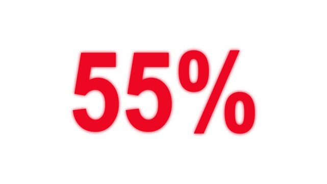 Red 55 percent discount sale promotion banner isolated on white background