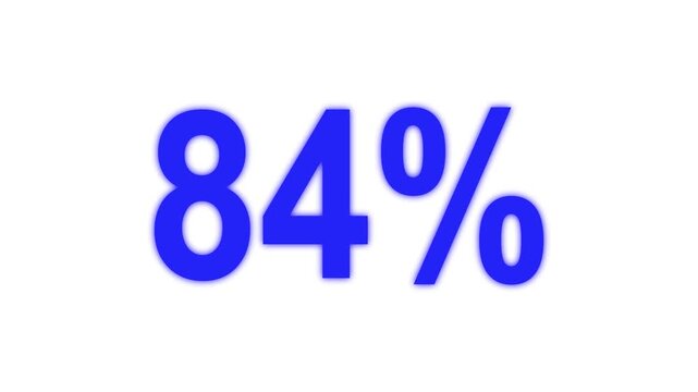 84 percent success rate statistic blue digital number isolated on white background