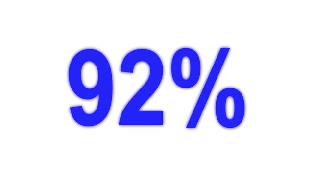 Blue 92 percent success rate statistic icon isolated on white background