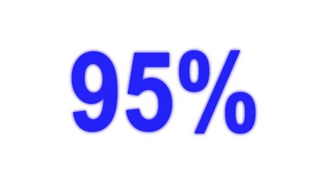 95 percent success rate blue digital number isolated on white background business concept