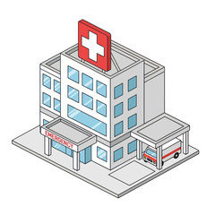 Naklejka premium Hospital Building with Red Cross Sign.