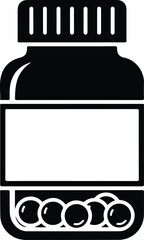 Silhouette medicine bottle with cap and pills for health vector illustration