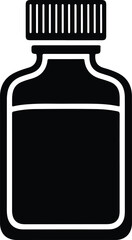 Silhouette medicine glass bottle icon filled with liquid vector illustration