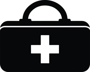 Silhouette of a black medical first aid kit vector illustration
