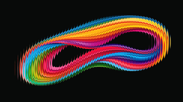 Vibrant rainbow swirl pattern on black background
