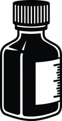 Silhouette of a medical medicine bottle with measurement scale label vector illustration