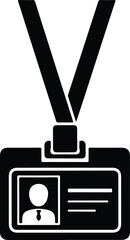 Silhouette professional identification badge hanging from a neck lanyard vector illustration