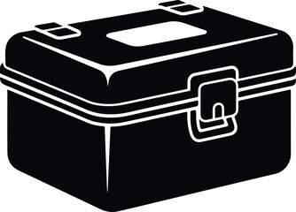 Silhouette robust hard plastic container toolbox with sturdy latch closure vector illustration