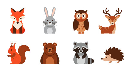 Fototapeta premium Cartoon forest animals illustration