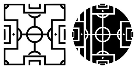 Geometric top view layout of a soccer field pitch for tactical strategy © Mago