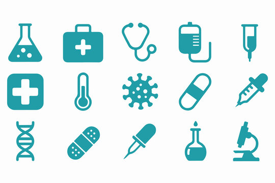 Medical and Healthcare Related Flat Icons Collection