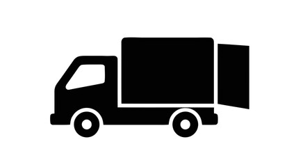 Fototapeta premium Vector illustration&nbsp;of black silhouette of a delivery truck on on a transparent background