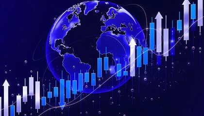 Fototapeta premium Global Financial Growth Earth Stock Market Trading Upward Trend