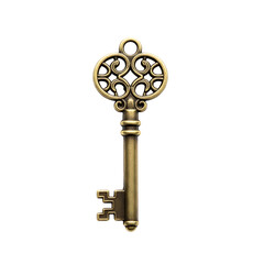 Obraz premium A large ornate gold key on transparent background