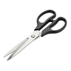 Obraz premium A pair of black handled scissors with silver blades on transparent background