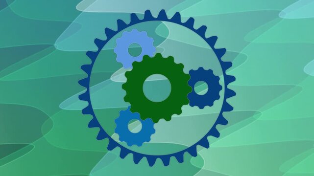 Animated Gears Mechanism Rotating in Circle.