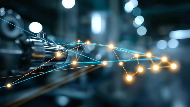 Abstract tech white gold and silver background, smart factory concept representing advanced industry automation, data exchange in modern manufacturing technologies, defocused tech