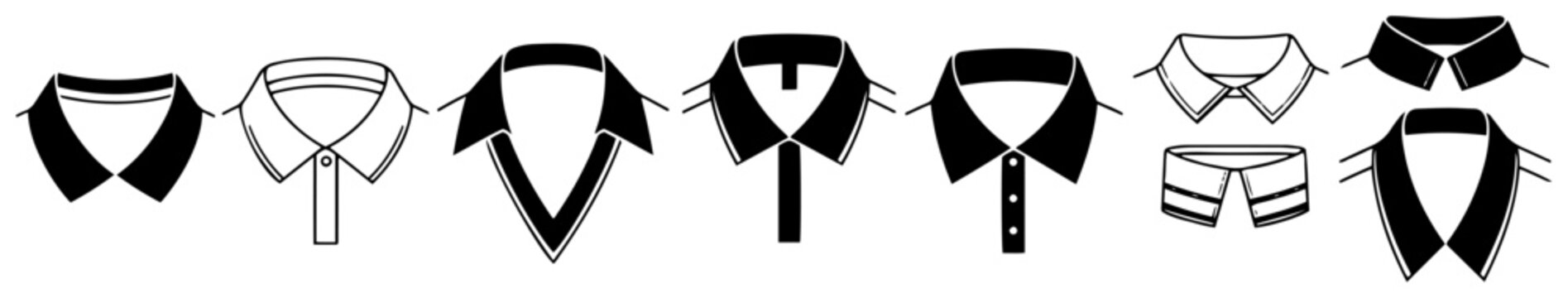 Collection of different shirt collar styles for football jersey design