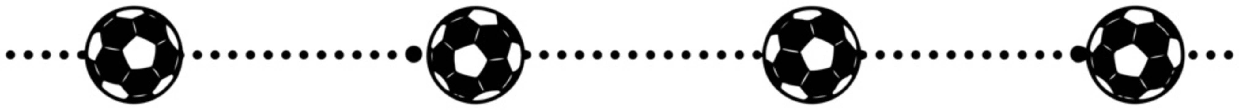 Soccer ball border pattern with dotted line for sports theme decoration