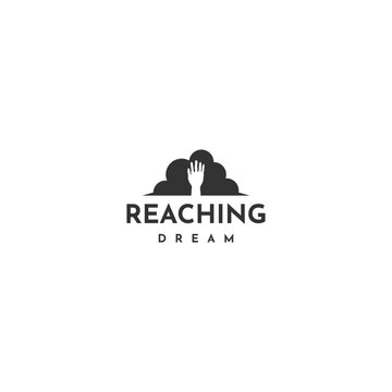 reaching dream, hand touching clouds, motivation concept